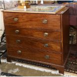 Federal style fall front chest of drawers with fitted interior, the four drawer case, with brass