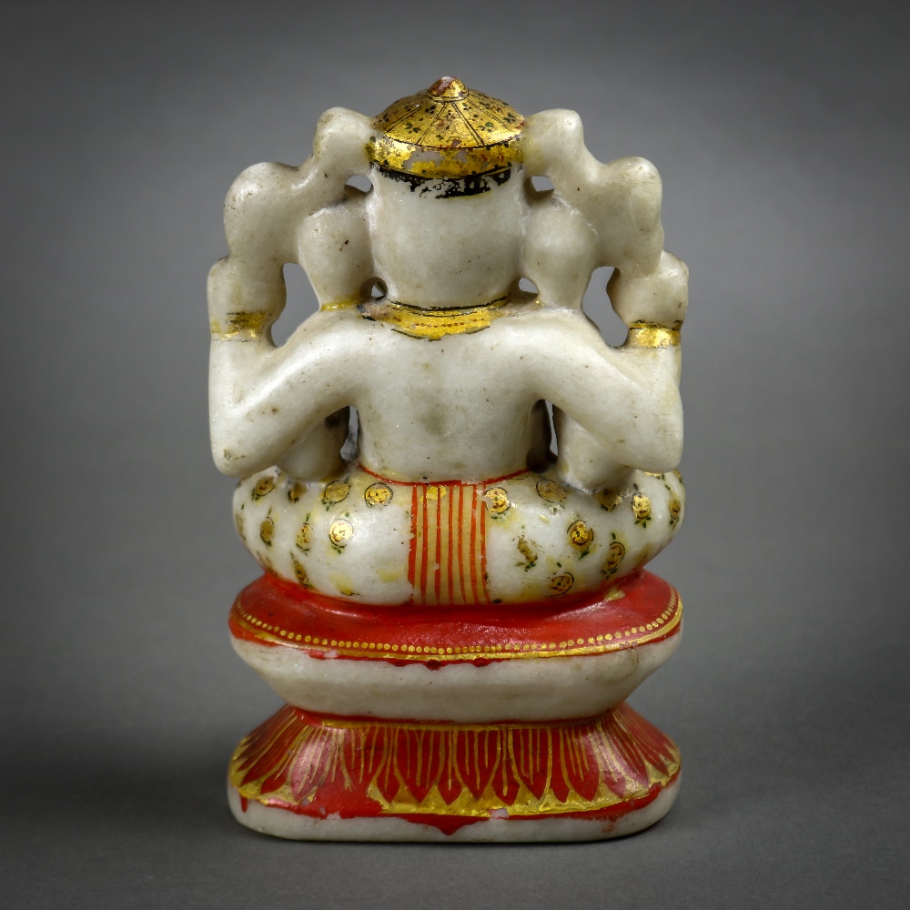 Southeast Asian polychrome marble sculpture of Ganesha, with associated attributes in the four - Image 3 of 5