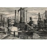 Beatrice Cuming (American, 1903-1975), "Power Plant," etching, pencil, signed lower left, titled