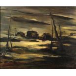 German Expressionist Landscape, oil on canvas, signed indistinctly lower right, 20th century,