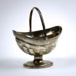 George III silver swing handle sugar basket, London 1798, by Solomon Houghgam, having a banded