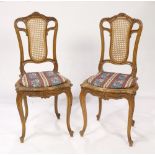 Pair Louis XV style cane back side chairs, 38.5"h