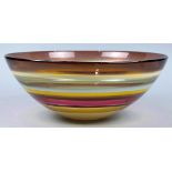 Caleb Siemon hand blown glass swirl vessel, executed in multiple colors, underside marked Caleb