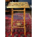 Victorian gilt bamboo form occasional table, having a rectangular top, with decoupage decoration,