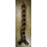 Dogon Y-shaped ladder, with a fine patina of decades of use, hard and heavy old wood, Dogon or