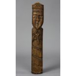 Primitive carved wood bishop holding fish, 16.5"l Provenance: Collection of Peter Selz (Berkeley,