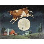 Lowell Herrero (American, 1921-2015), Cow Jumps over the Moon, oil on canvas, signed lower right,