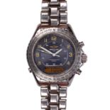 Breitling Intruder 1884 Chronographe Reveil alarm stainless steel wristwatch Dial: round, black,