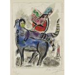 Marc Chagall (French/Russian, 1887-1985), "The Blue Cow," 1967, color lithograph, pencil signed