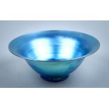 Steuben Blue Aurene footed bowl, early 20th century, having a splayed rim tapering to a footed base,
