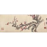 Manner of Zhang Daqian (Chinese, 1899-1983), Prunus, ink and color on paper, with hundreds of pink