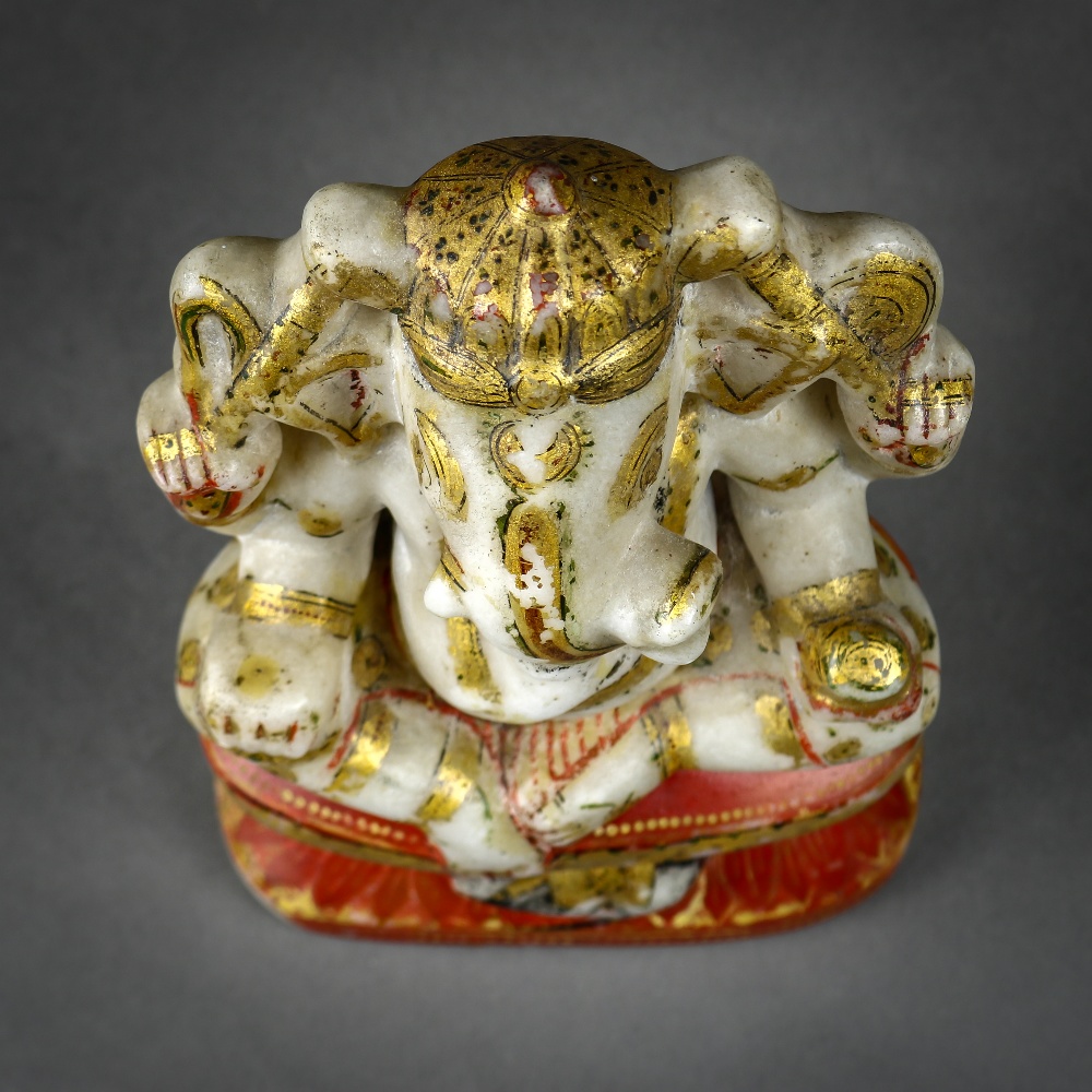 Southeast Asian polychrome marble sculpture of Ganesha, with associated attributes in the four - Image 5 of 5