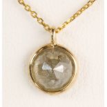 Diamond and 18k yellow gold pendant-necklace Featuring (1) round-cut diamond, weighing approximately