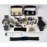 Collection of gentleman's 10k, metal jewelry and watches Including 1) enamel and 10k yellow gold