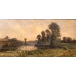 Attributed to Charles François Daubigny (French, 1817-1878), Untitled (River Landscape), oil on