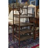 Victorian bentwood etagere, having a lyre form motif above four graduated shelves, 39"h x 20"w x