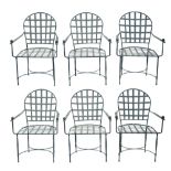 (lot of 6) Mario Papperzini for John Salterini iron armchairs, each having ball finials,