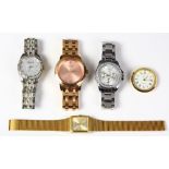 (Lot of 5) White stone and metal wristwatches Including (2) white stone and metal wristwatches (