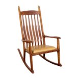 Steckmest Furniture Design custom rocking chair, executed in cherry in June of 1984, having dowelled