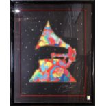 Peter Max (American/German, b. 1937), Gramaphone, lithograph with hand-coloring, signed lower right,