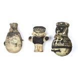 (lot of 3) Pre-Columbian Peruvian ceramic group consisting of (2) Chancay Amphoras, Central Peru (