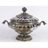 Italian .800 silver tureen, executed in the Rococo style, the lid having an elaborate scroll and