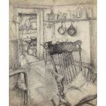 Harry Gottlieb (American, 1895-1992), "Interior-Patchin Place,"1921, graphite on paper, pencil
