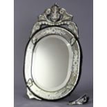 Venetian oval mirror, 20"h