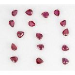 (Lot of 16) Unmounted rubies Including (16) unmounted pear-cut rubies, measuring approximately 4.