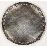 George III sterling silver salver, London, 1792, having shaped rim with bead detail, the border with