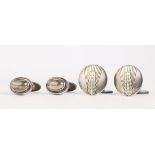 (Lot of 2) Pairs of Georg Jensen sterling silver cufflinks Including 1) pair of wheat (78B),