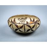 Acoma pottery bowl, early 20th century, having polychrome geometric designs, 2.5"h x 6.5"dia.