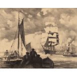 Gordon Hope Grant (American, 1875–1962), "Harbor Traffic," lithograph, AAA label verso, overall (
