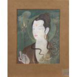 Jaipur School (19th century), Untitled (Figure with Spear), gouache, signed indistinctly "D.