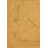 Gustav Klimt (Austrian, 1862-1918), "Im Lehnstuhl sitzernd von vorne, beide Unteratme