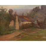 Jean Mannheim (American/German, 1863-1945), Village Scene, oil on board, signed lower right,