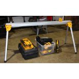 (lot of 5 containers) Assorted Dewalt tool group, consisting of a table saw stand, 32.5"h, a heat