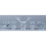 (lot of 5) Crystal and glass table articles group, consisting of a pair of Baccarat urn form tooth