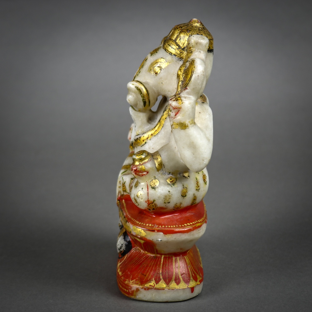 Southeast Asian polychrome marble sculpture of Ganesha, with associated attributes in the four - Image 4 of 5