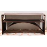 Cheryl Riley Metal Arc console table executed in 1994 in CorTen steel, having geometric decorated