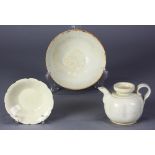 (lot of 3) Chinese qingbai glazed ceramics, consisting of one ewer, with a dish rim and short neck