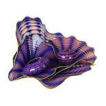 (lot of 5) Dale Chihuly (American, b. 1941), "Persian" cobalt and vermillion art glass sculpture,