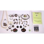 Collection of multi-stone, sterling silver and metal jewelry Including 1) 7.5 X 3.5 mm cultured