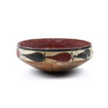 Nazca ceramic bowl, South Coastal Peru (200 B.C. - 650 A.D.), having black painted outlines, the