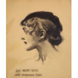 James Montgomery Flagg (American, 1877-1960), "Mrs. Walter Biggs," charcoal on paper, signed and