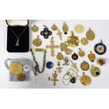 Collection of enamel, silver, metal, plastic jewelry and items Including 1) sterling silver and