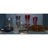 One bin of miscellaneous table articles, consisting of cut glass vases, centerpieces bowls and