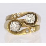 Diamond and 14k yellow gold ring Featuring (1) old European-cut diamond, weighing approximately 0.65