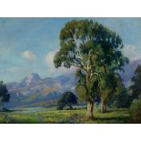 Adolf Brougier (American, 1870-1926), Santa Barbara Landscape with Eucalyptus, oil on canvas, signed