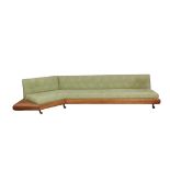 Mid Century Adrian Pearsall for Craft Associates sofa, covered in green with a tufted seat and